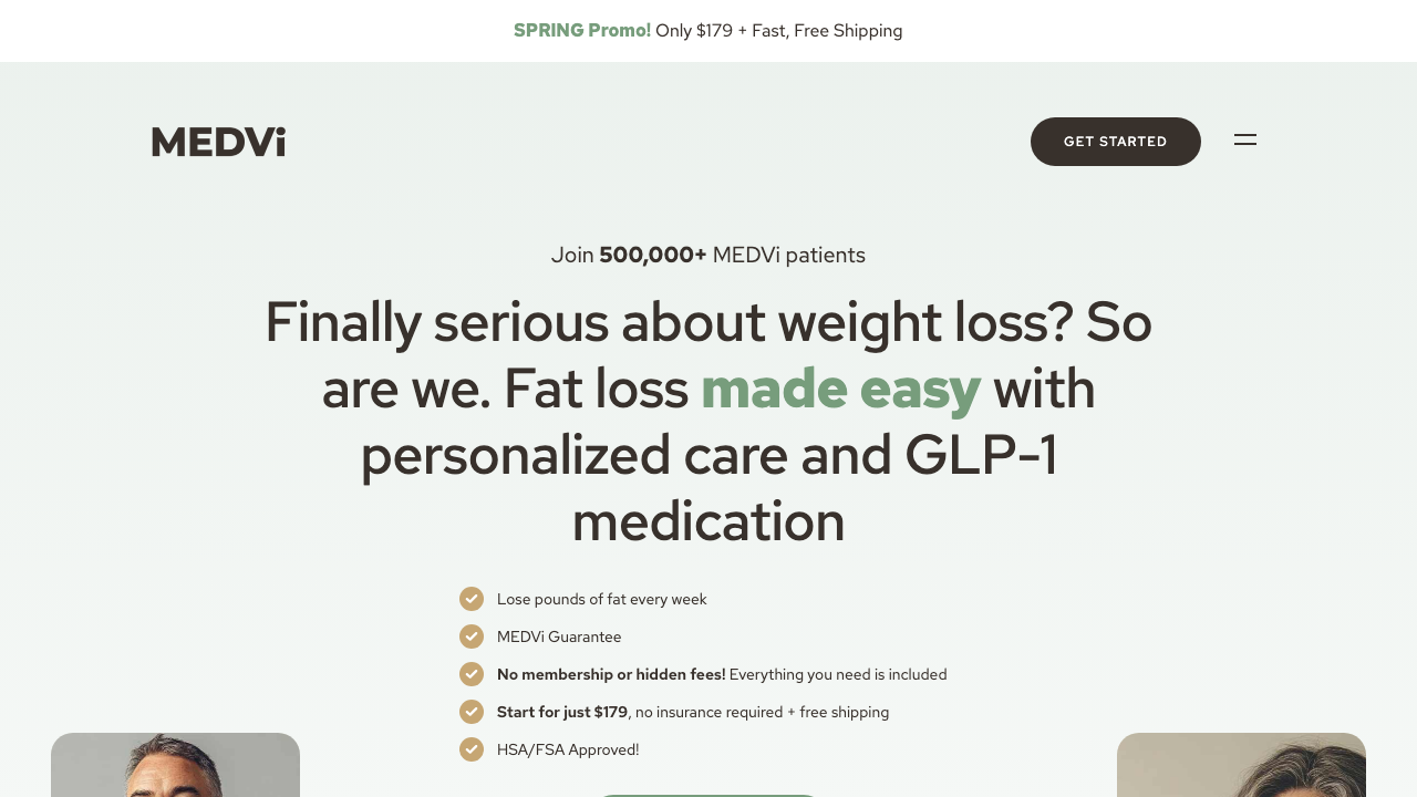 MEDVi website homepage showing weight loss solutions