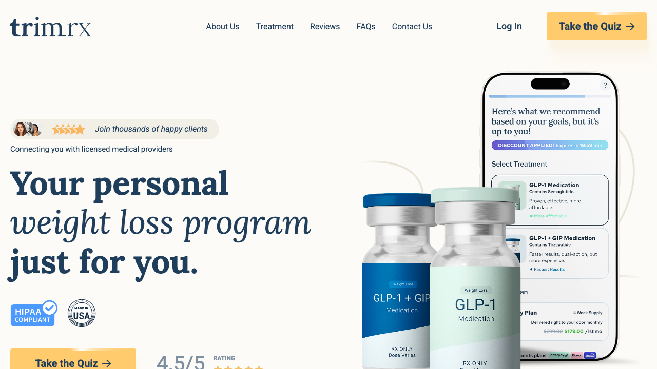 TrimRx website homepage